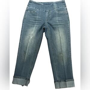 Slim-Sation by Multiples Women’s Size 6 Rolled Up Capri Jeans in a Pull Up Style